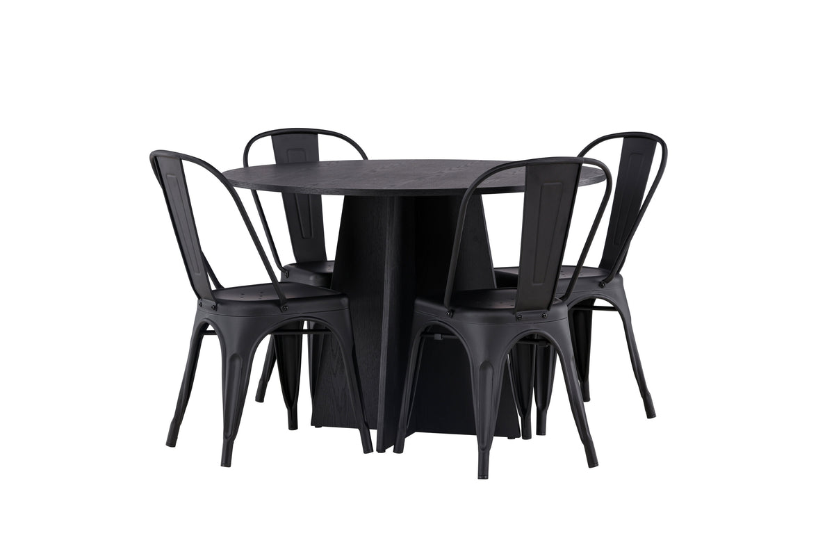 Bootcut Matbord med Tempe Stolarna – Bord: ⌀110 Stol: 53x85x45