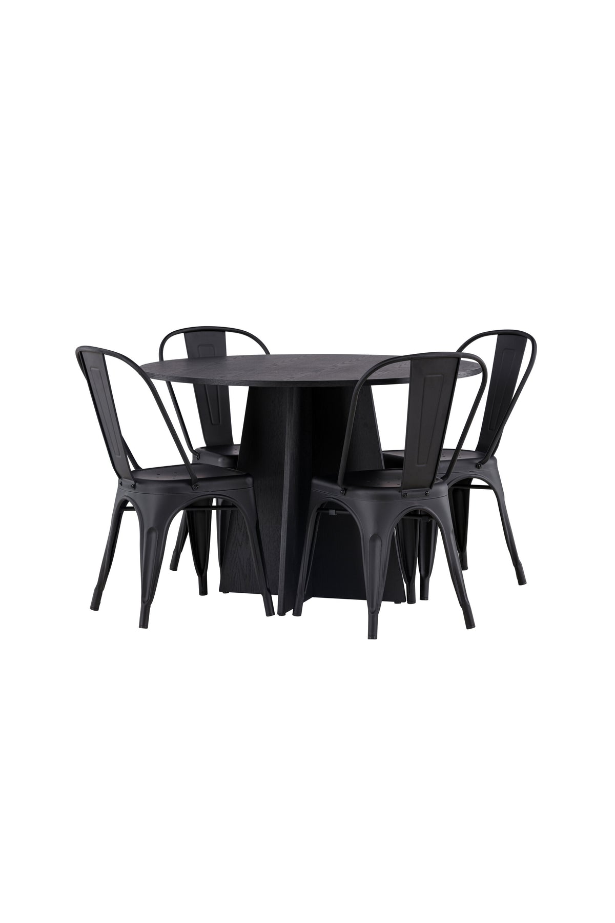 Bootcut Matbord med Tempe Stolarna – Bord: ⌀110 Stol: 53x85x45