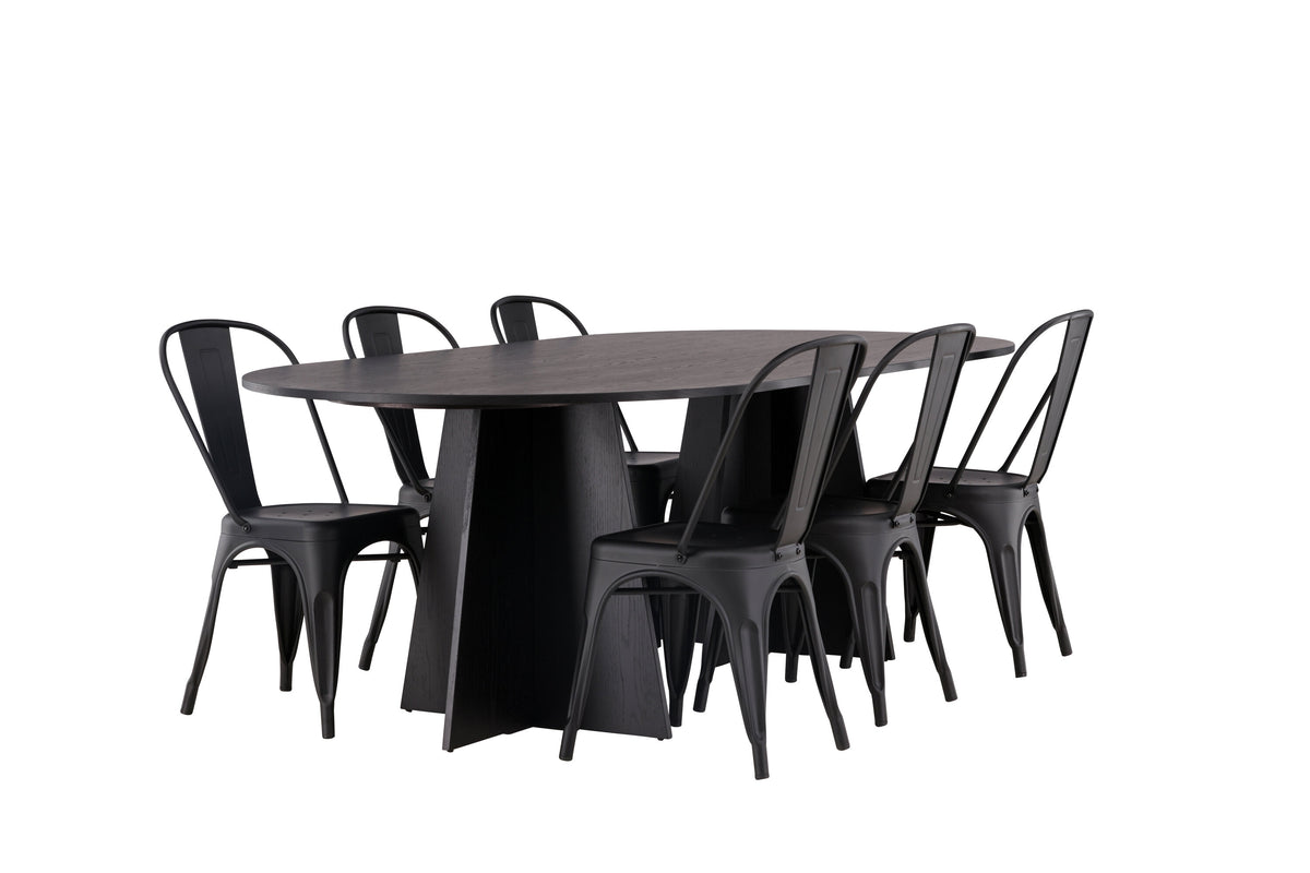Bootcut Matbord med Tempe Stolarna – 115x230