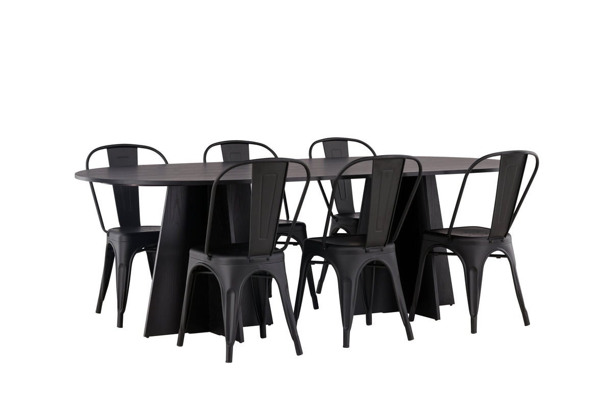 Bootcut Matbord med Tempe Stolarna – 115x230