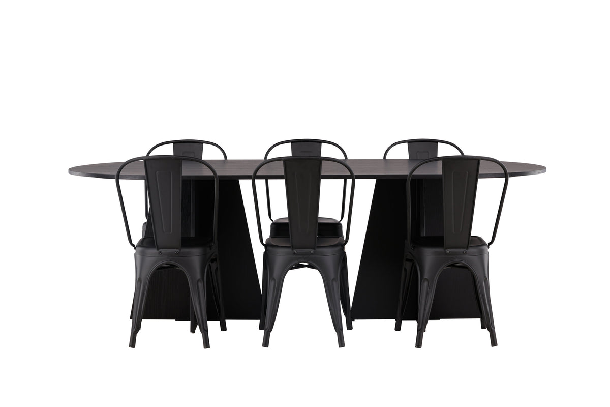 Bootcut Matbord med Tempe Stolarna – 115x230