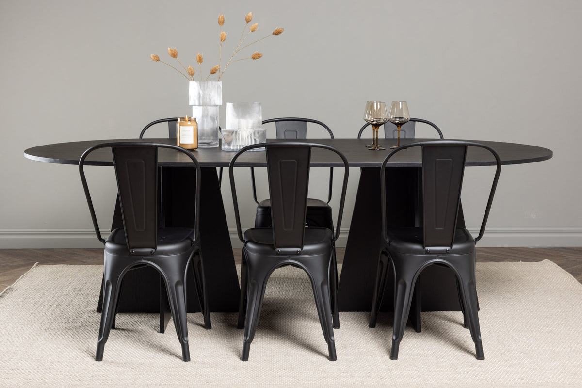 Bootcut Matbord med Tempe Stolarna – 115x230