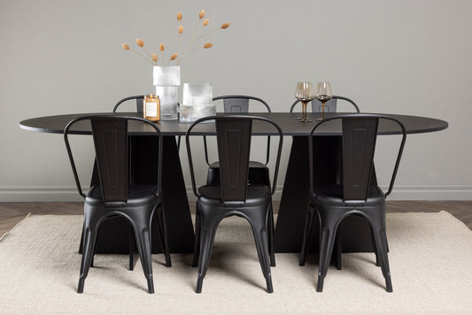 Bootcut Matbord med Tempe Stolarna – 115x230