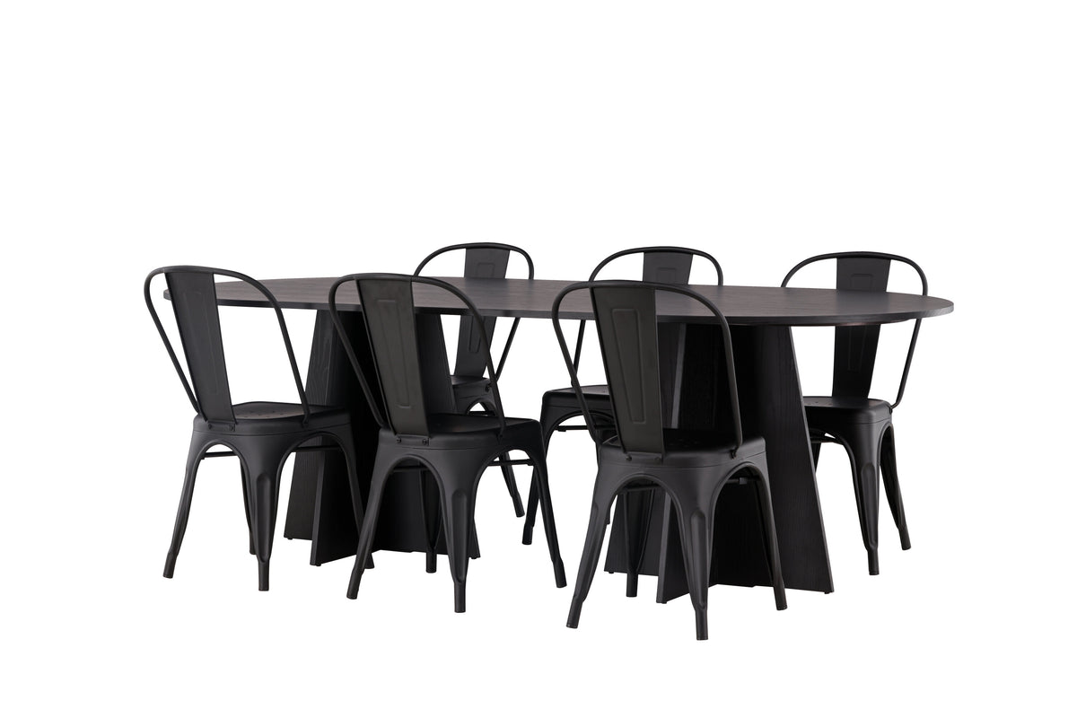 Bootcut Matbord med Tempe Stolarna – 115x230