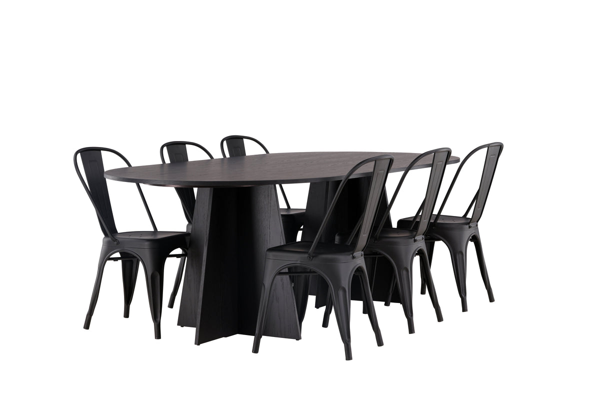 Bootcut Matbord med Tempe Stolarna – 115x230
