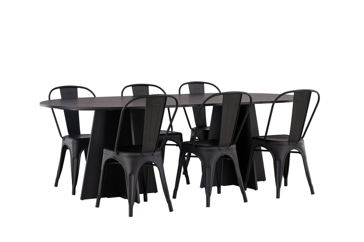 Bootcut Matbord med Tempe Stolarna – 115x230