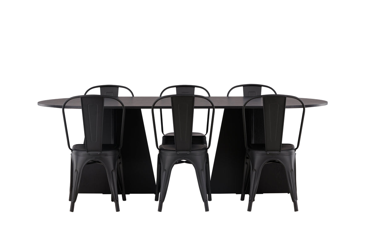 Bootcut Matbord med Tempe Stolarna – 115x230