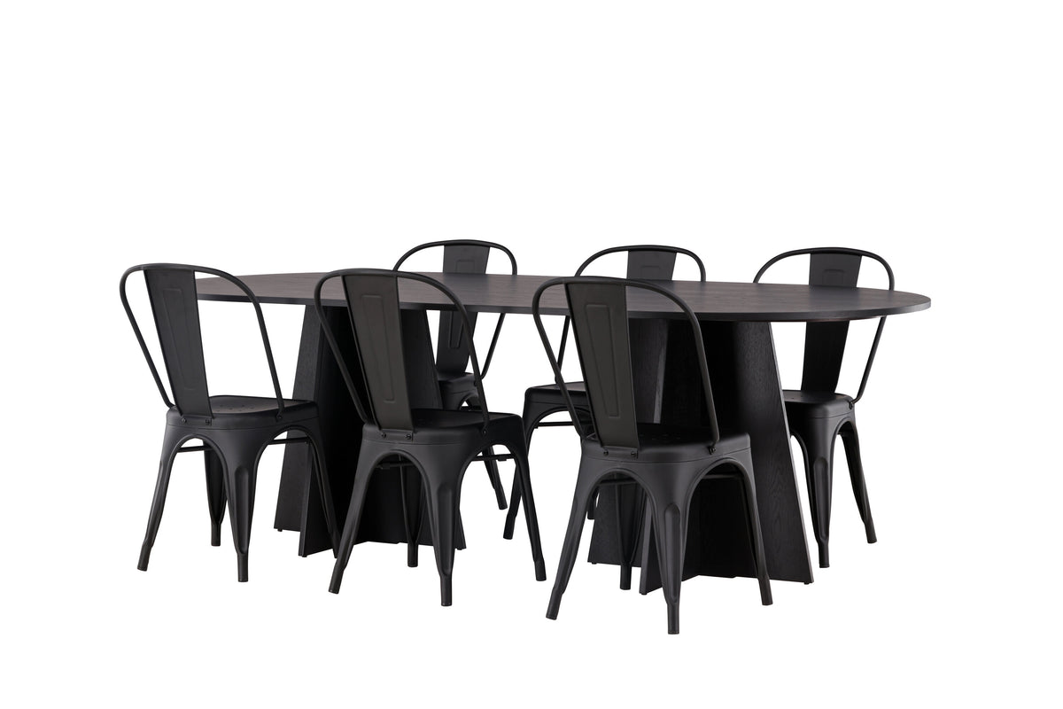 Bootcut Matbord med Tempe Stolarna – 115x230
