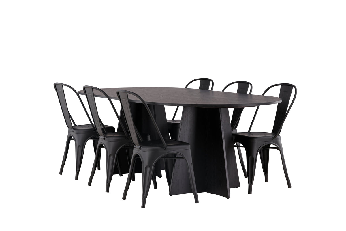 Bootcut Matbord med Tempe Stolarna – 115x230