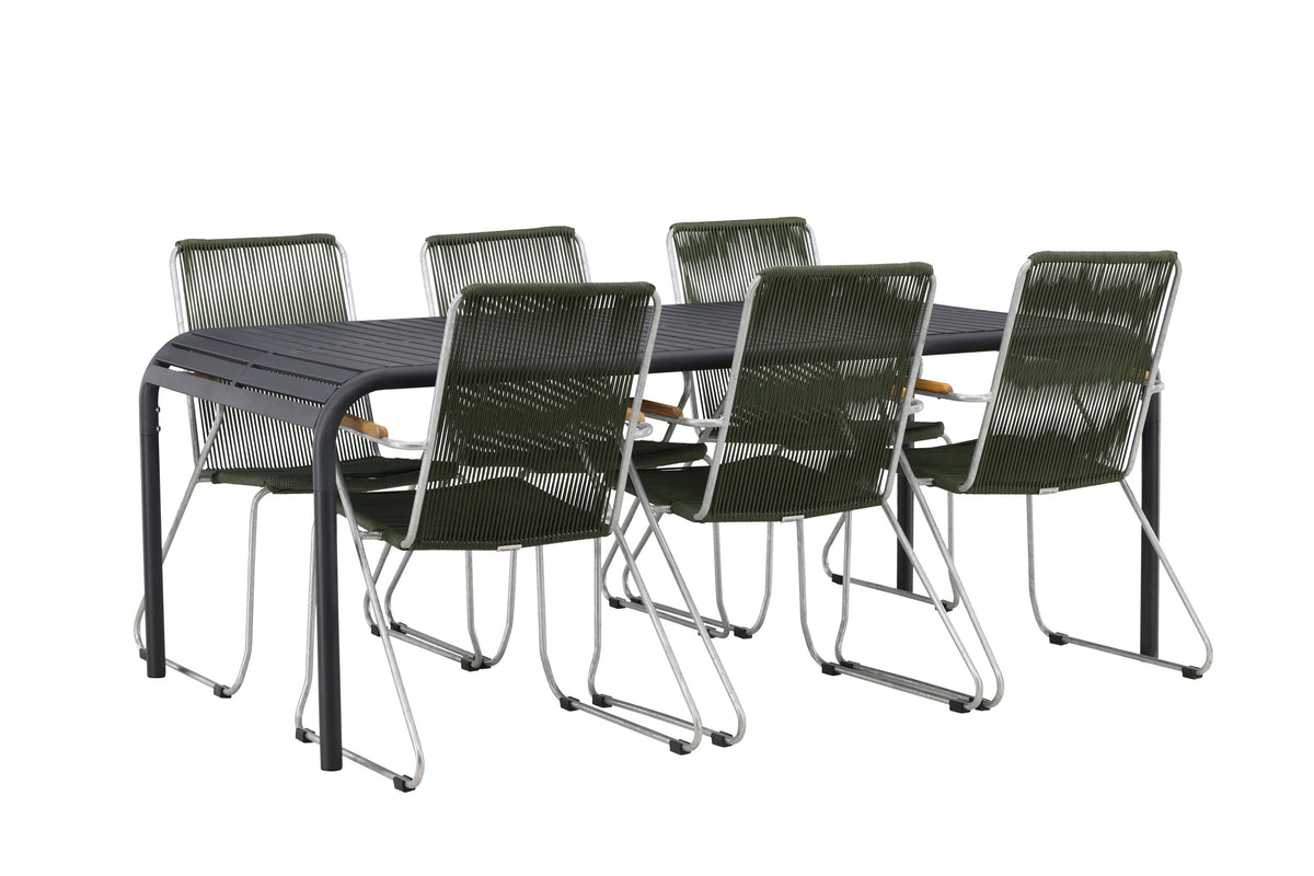 Borneo Matbord med Bois Stolarna – Bord: 75x200x100 Stol: 63x93x60
