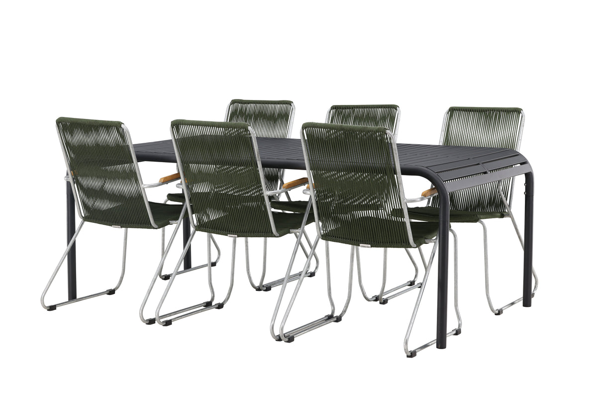 Borneo Matbord med Bois Stolarna – Bord: 75x200x100 Stol: 63x93x60