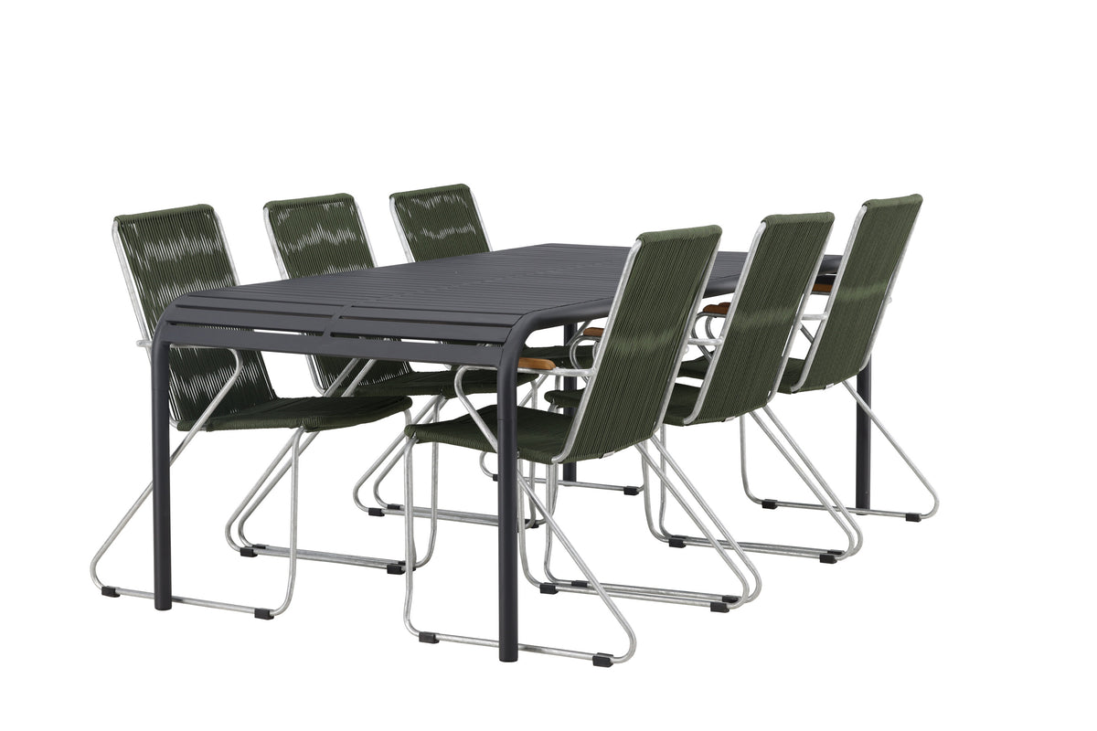 Borneo Matbord med Bois Stolarna – Bord: 75x200x100 Stol: 63x93x60