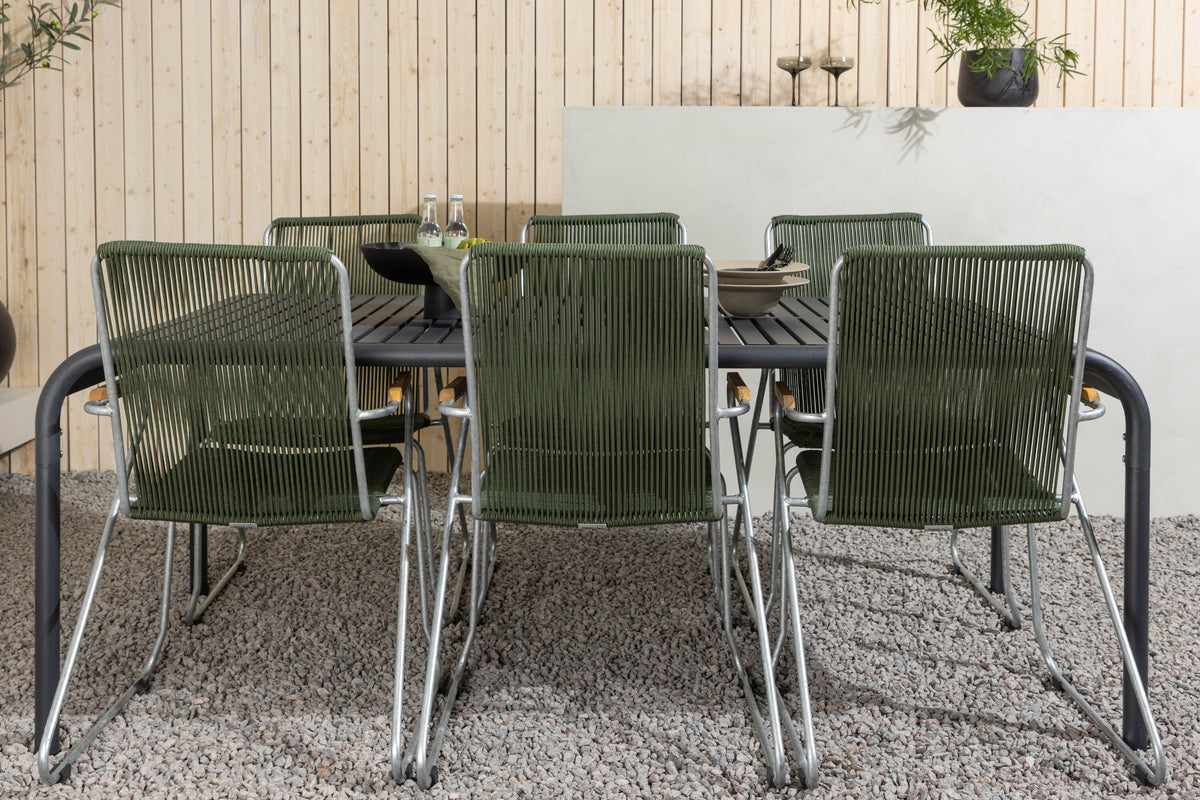 Borneo Matbord med Bois Stolarna – Bord: 75x200x100 Stol: 63x93x60