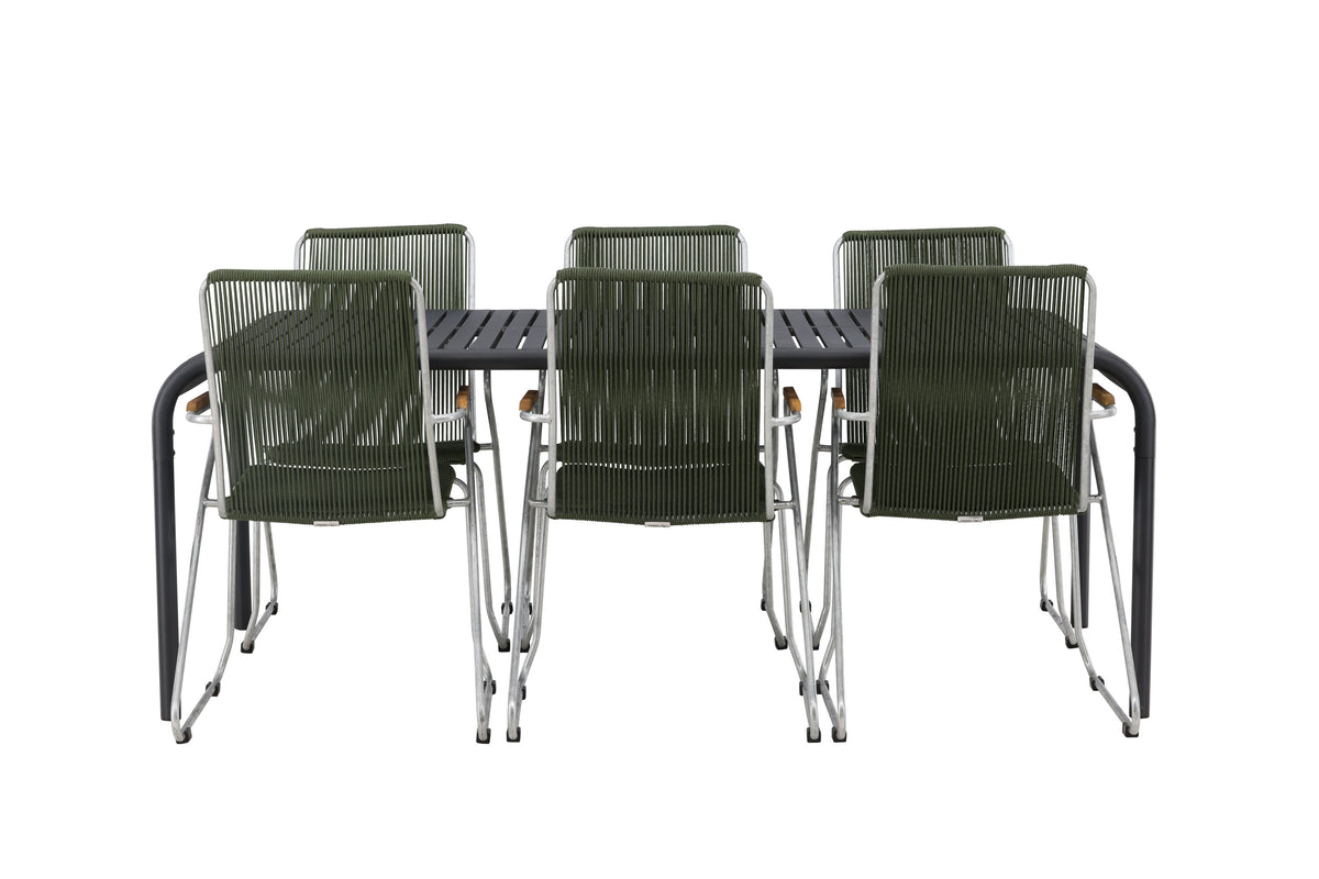 Borneo Matbord med Bois Stolarna – Bord: 75x200x100 Stol: 63x93x60