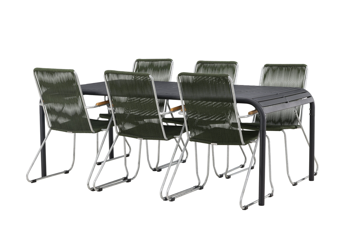 Borneo Matbord med Bois Stolarna – Bord: 75x200x100 Stol: 63x93x60