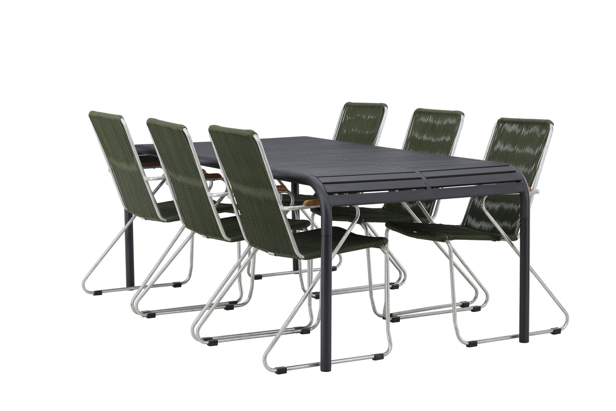 Borneo Matbord med Bois Stolarna – Bord: 75x200x100 Stol: 63x93x60