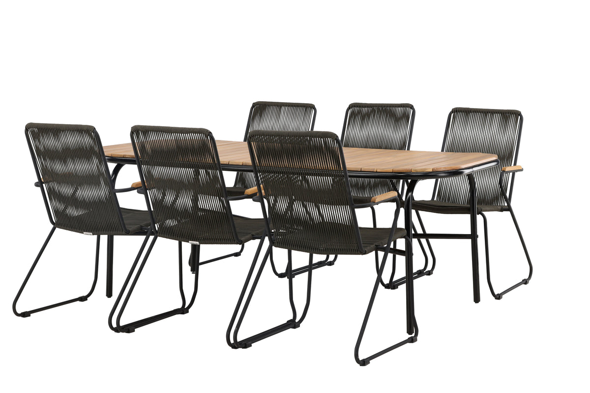 Holmbeck Matbord med Bois Stolarna – Bord: 75x200x90 Stol: 63x93x60