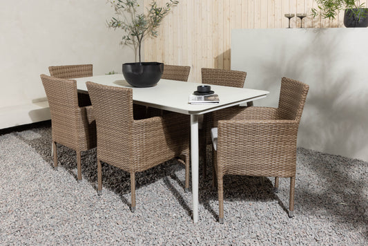 Lina Matbord med Malina Stolarna – Bord: 75x200x90 Stol: 60x86,5x58