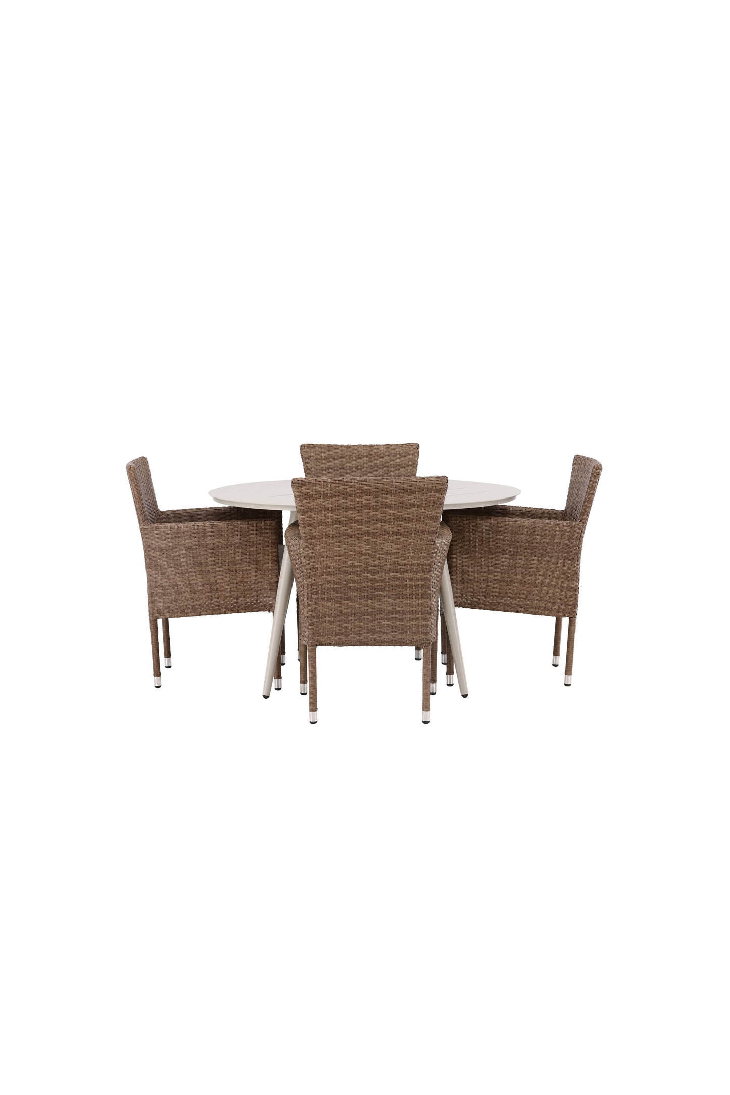 Lina Matbord med Malina Stolarna – Bord: ⌀120 Stol: 60x86,5x58