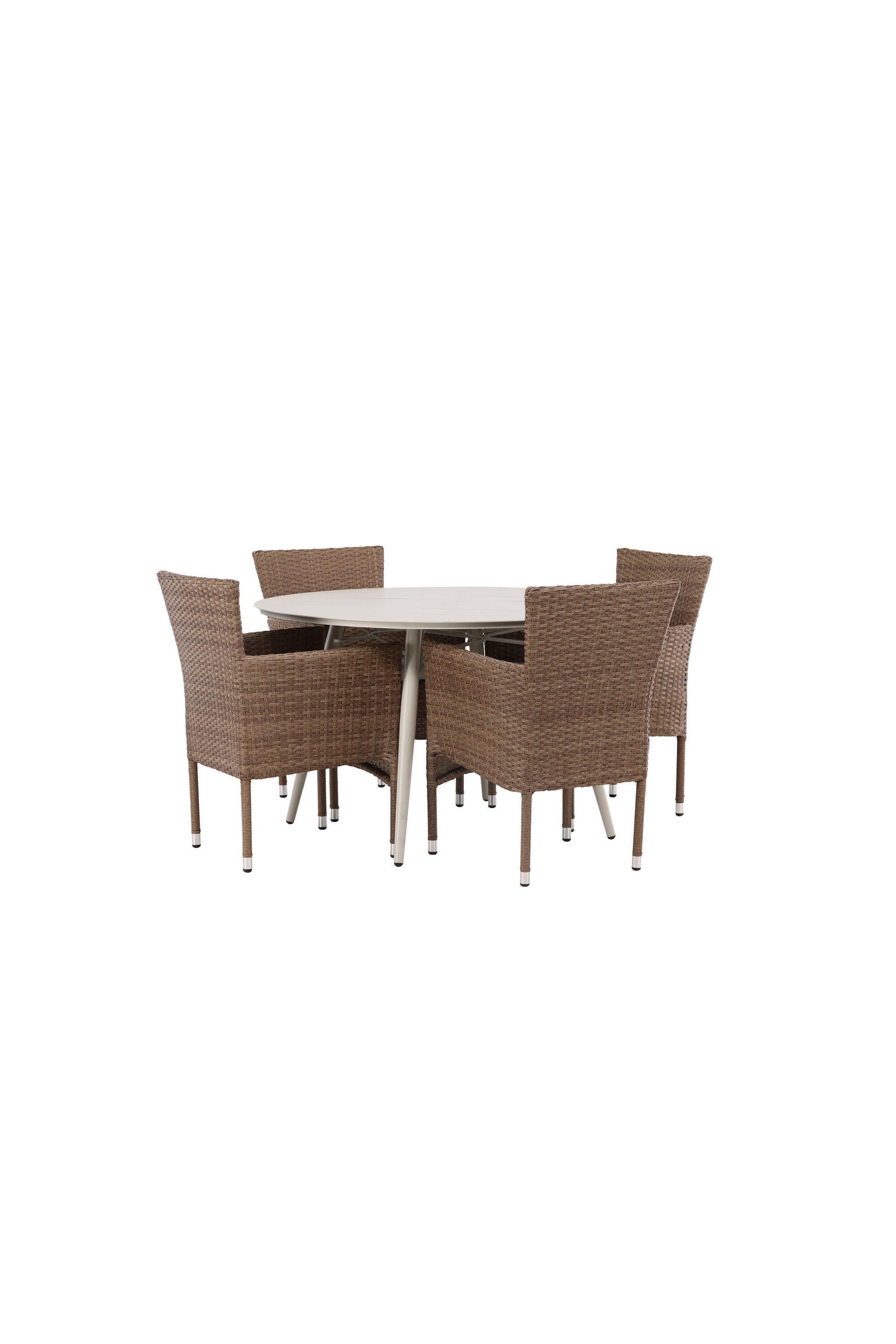 Lina Matbord med Malina Stolarna – Bord: ⌀120 Stol: 60x86,5x58