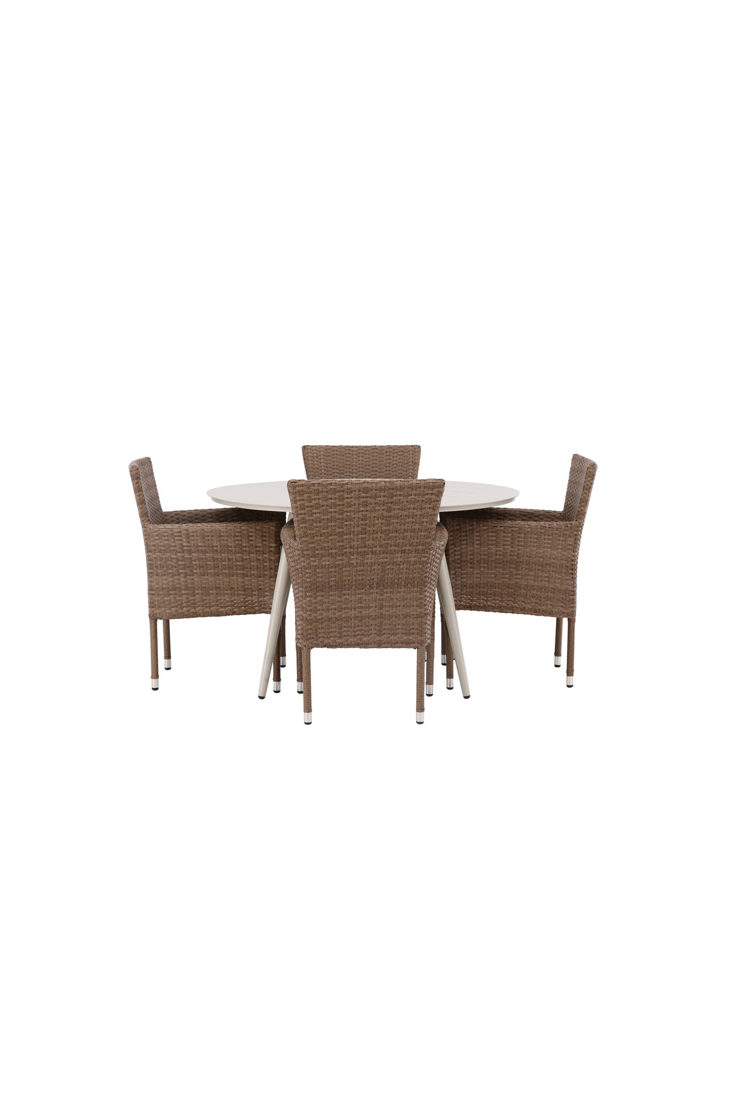 Lina Matbord med Malina Stolarna – Bord: ⌀120 Stol: 60x86,5x58