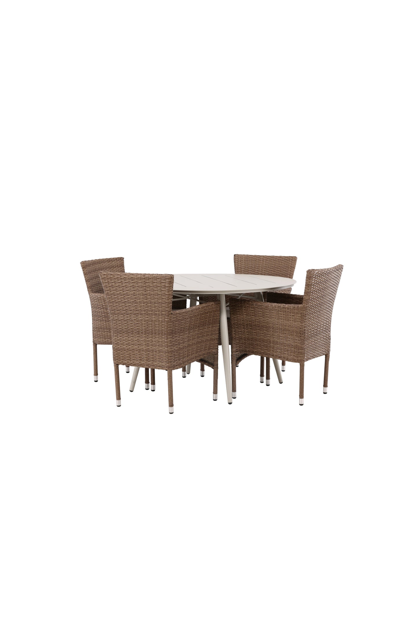 Lina Matbord med Malina Stolarna – Bord: ⌀120 Stol: 60x86,5x58