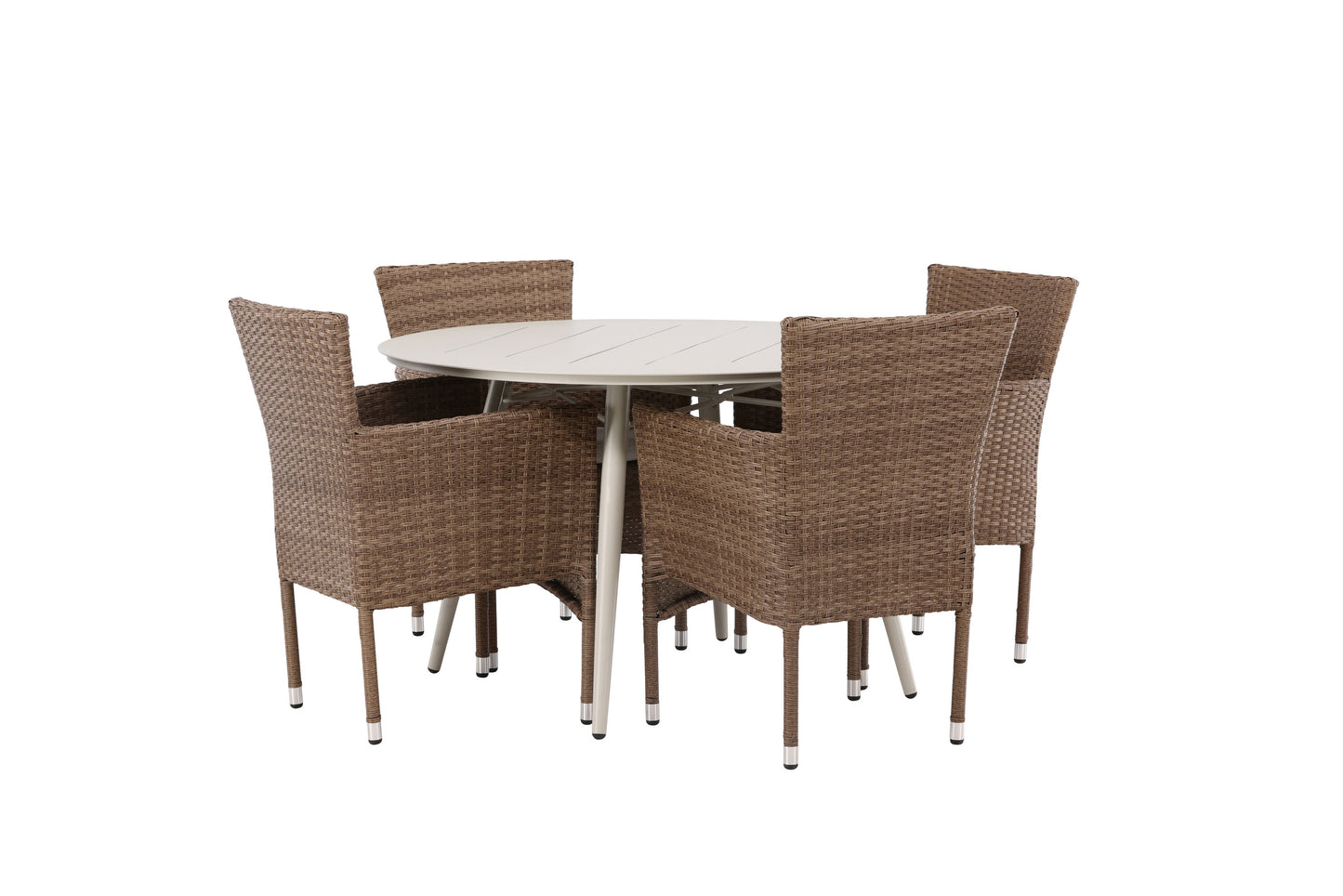 Lina Matbord med Malina Stolarna – Bord: ⌀120 Stol: 60x86,5x58