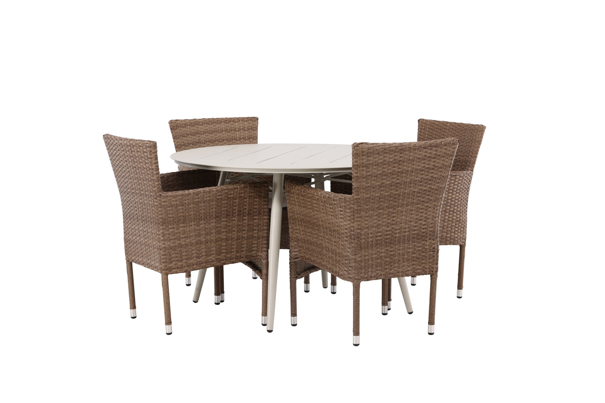 Lina Matbord med Malina Stolarna – Bord: ⌀120 Stol: 60x86,5x58