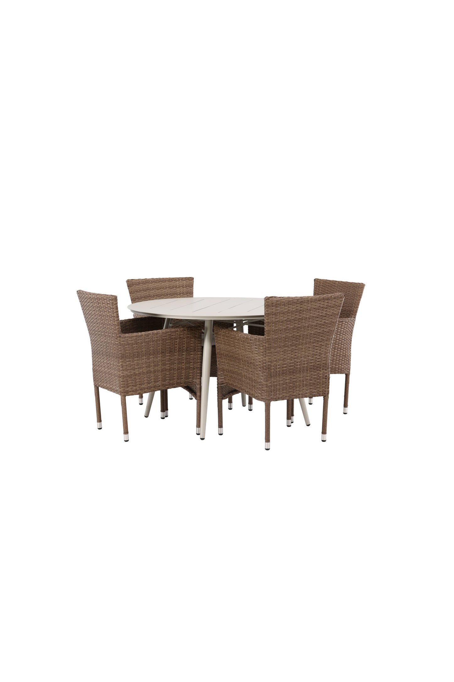 Lina Matbord med Malina Stolarna – Bord: ⌀120 Stol: 60x86,5x58