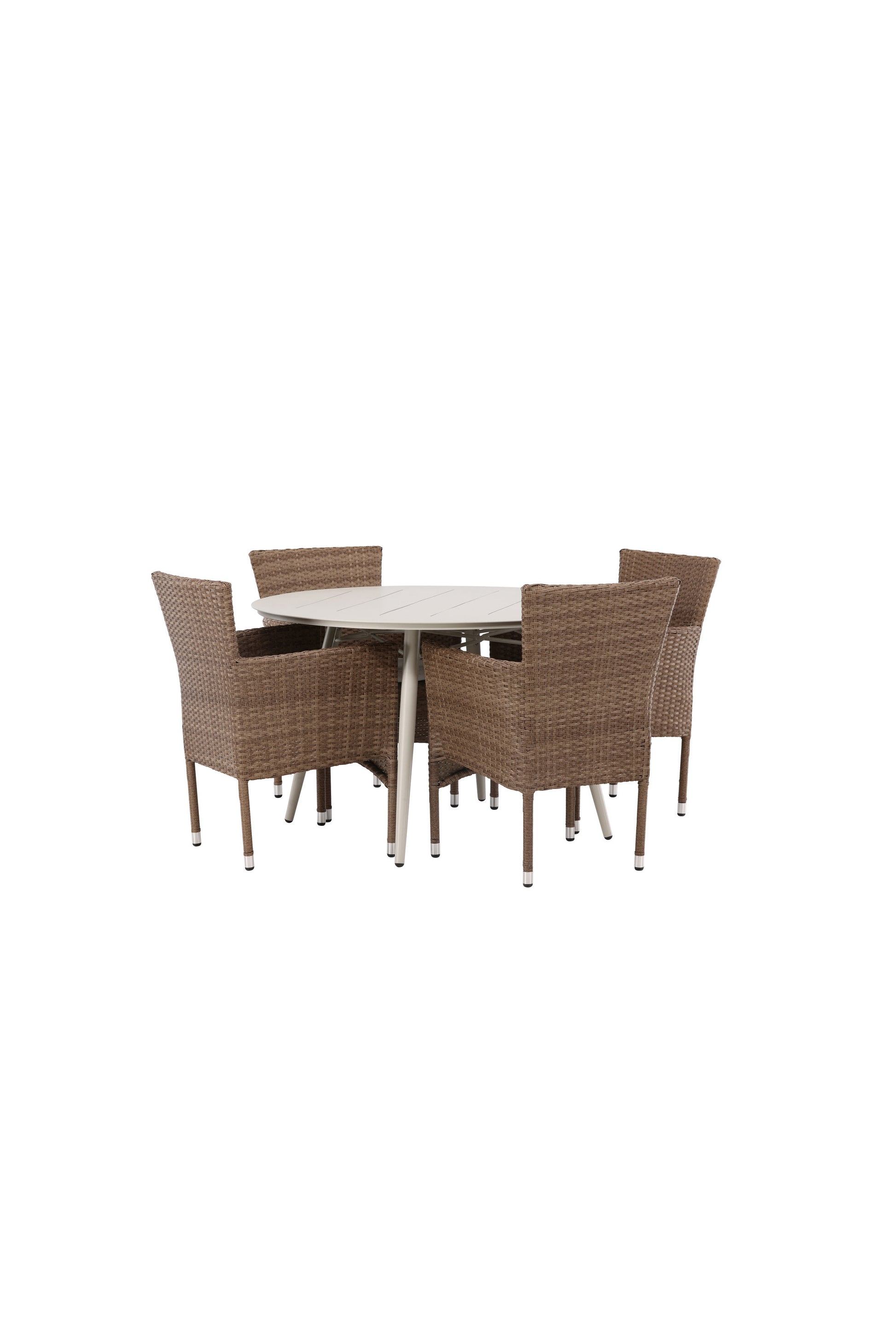 Lina Matbord med Malina Stolarna – Bord: ⌀120 Stol: 60x86,5x58