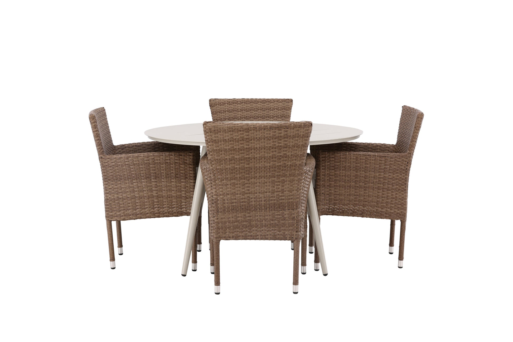 Lina Matbord med Malina Stolarna – Bord: ⌀120 Stol: 60x86,5x58