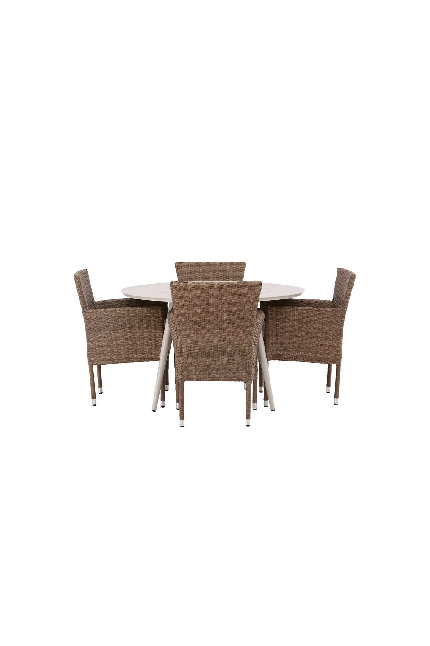 Lina Matbord med Malina Stolarna – Bord: ⌀120 Stol: 60x86,5x58