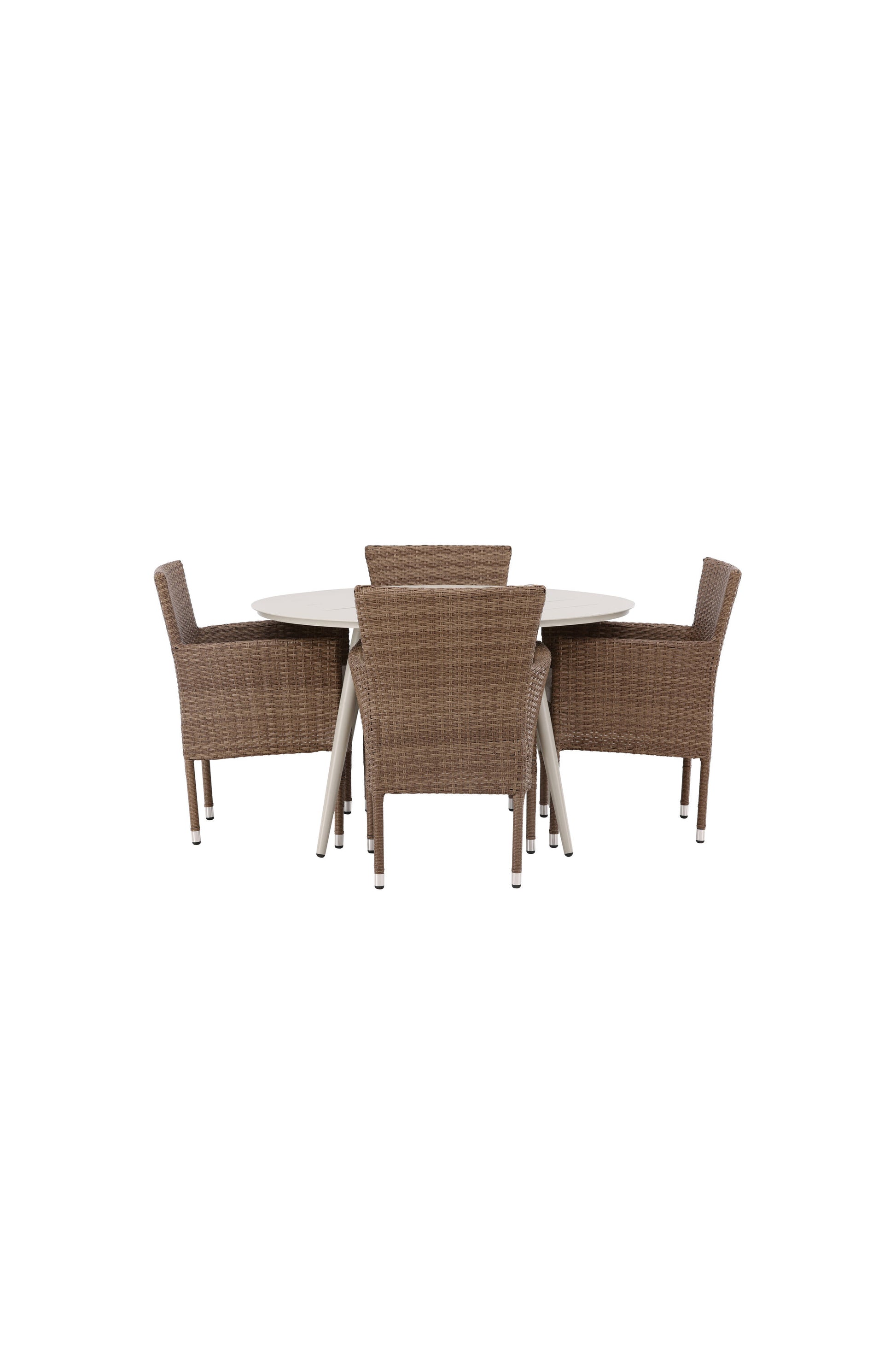 Lina Matbord med Malina Stolarna – Bord: ⌀120 Stol: 60x86,5x58