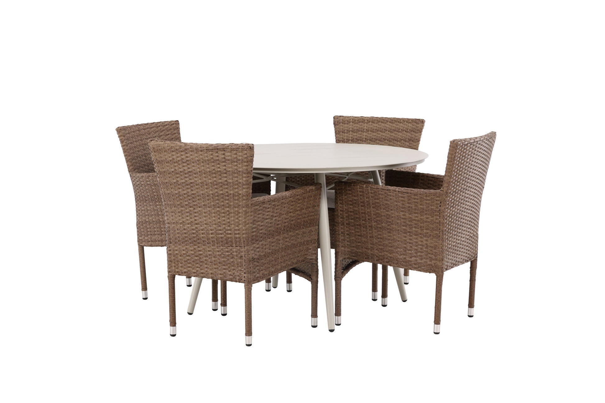 Lina Matbord med Malina Stolarna – Bord: ⌀120 Stol: 60x86,5x58