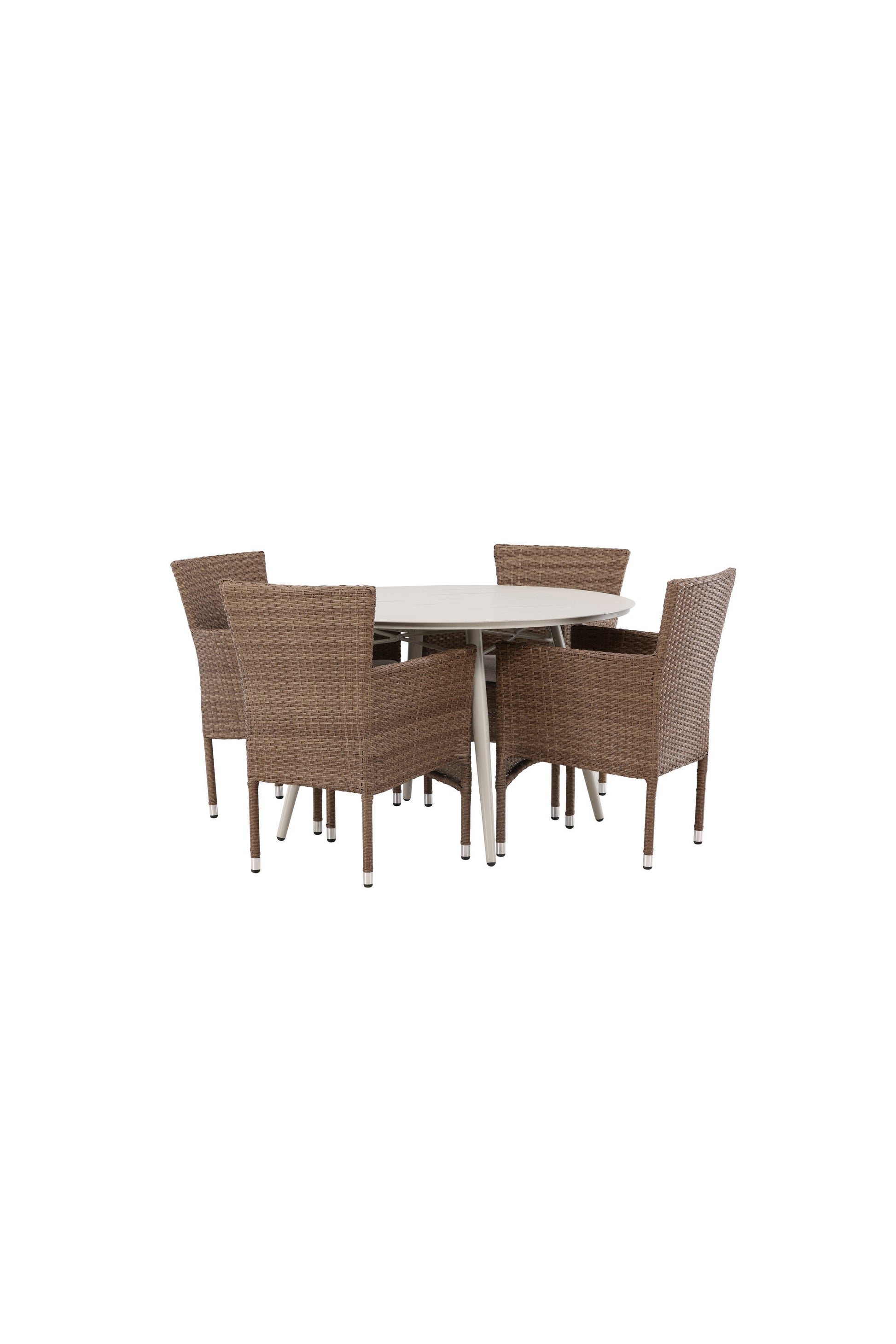 Lina Matbord med Malina Stolarna – Bord: ⌀120 Stol: 60x86,5x58