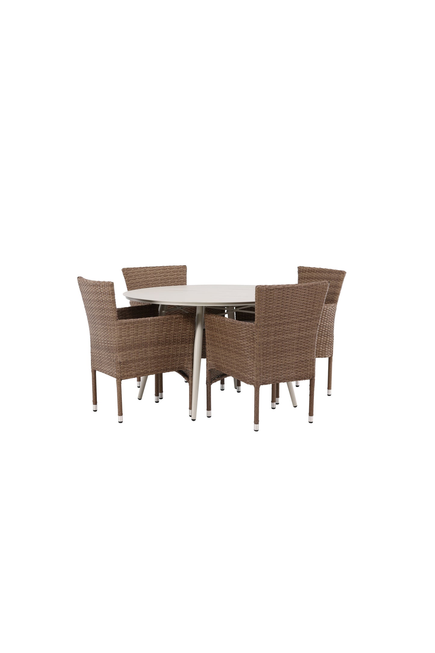 Lina Matbord med Malina Stolarna – Bord: ⌀120 Stol: 60x86,5x58