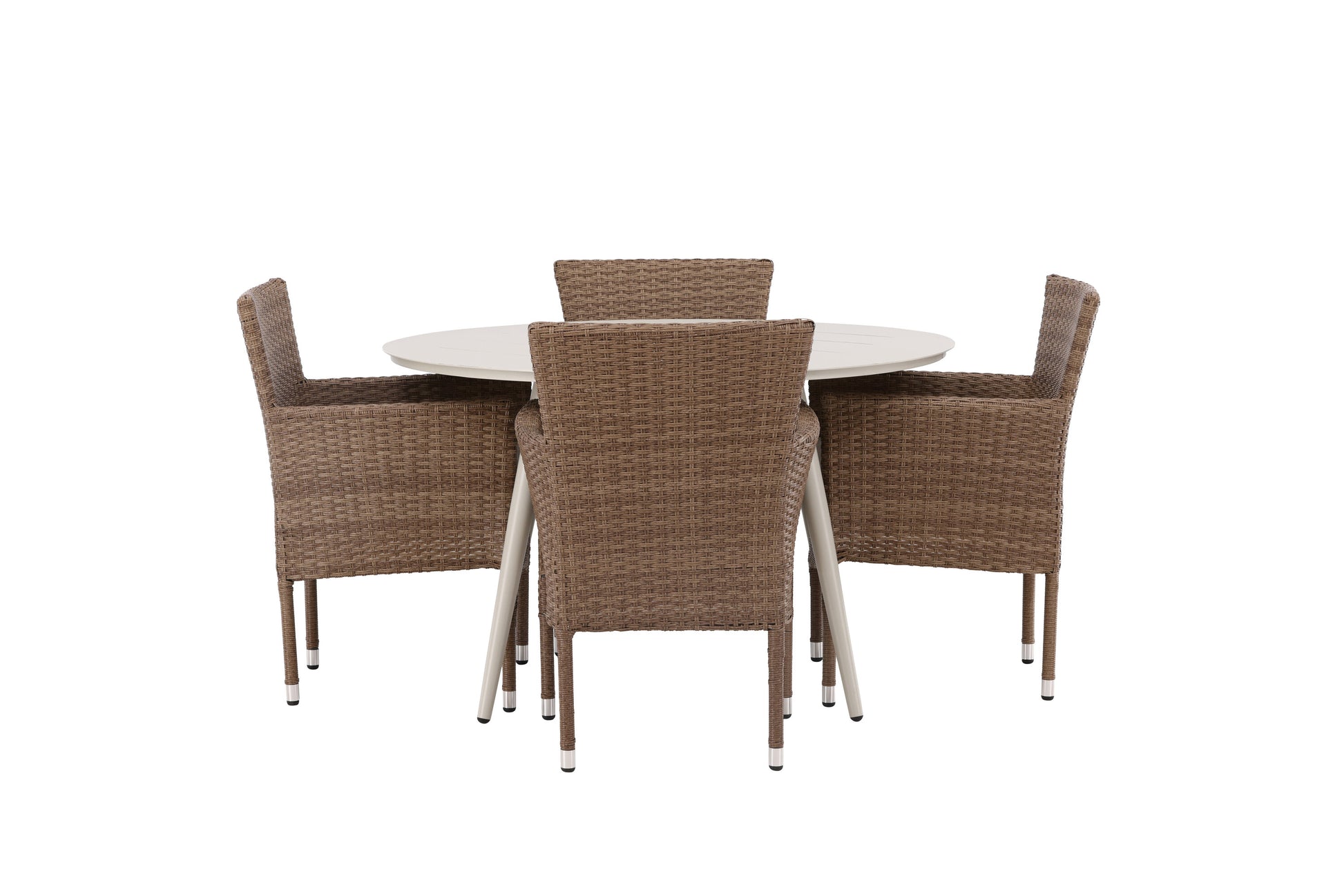 Lina Matbord med Malina Stolarna – Bord: ⌀120 Stol: 60x86,5x58