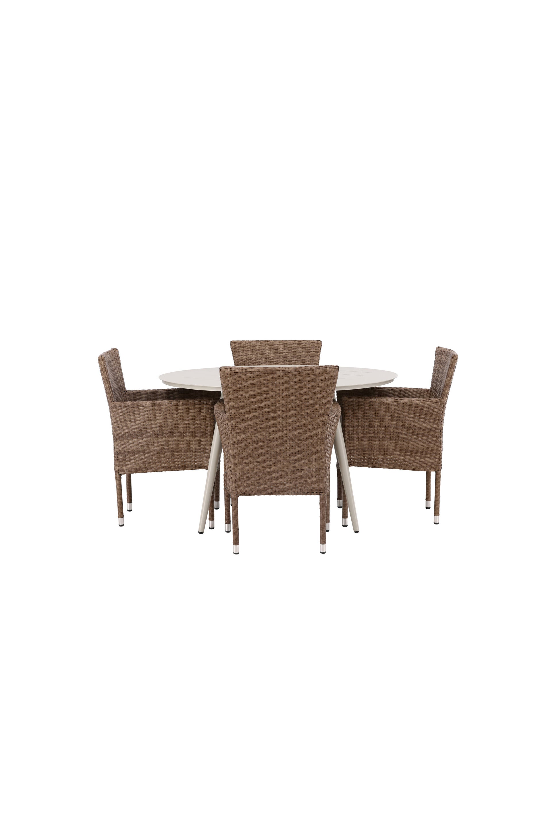 Lina Matbord med Malina Stolarna – Bord: ⌀120 Stol: 60x86,5x58