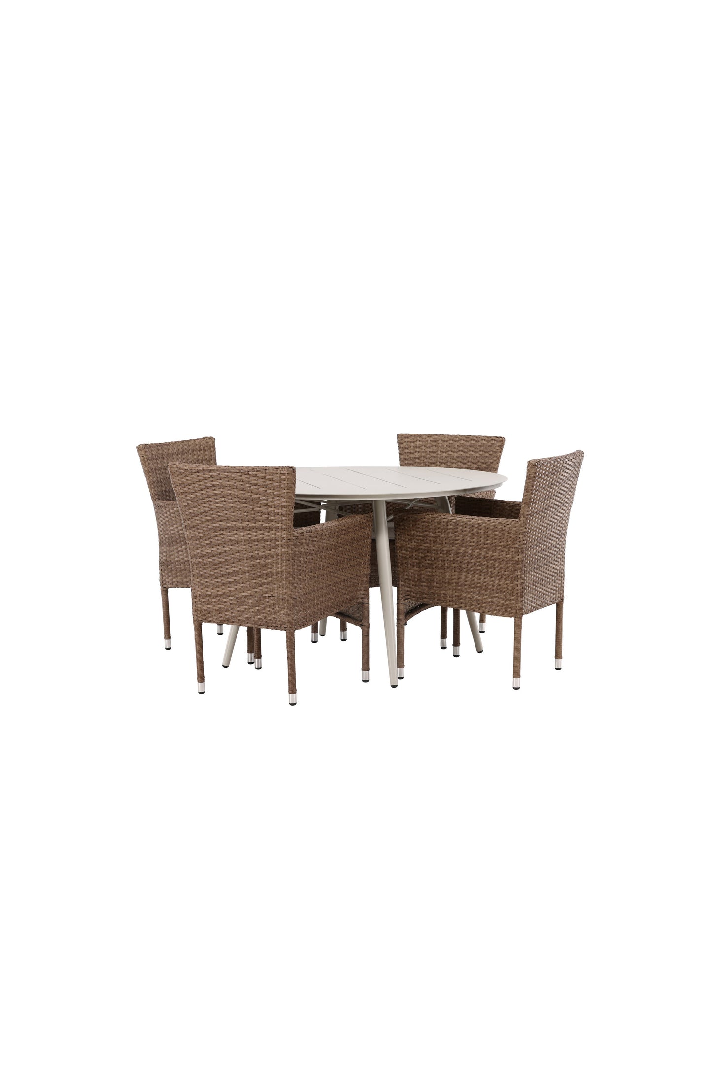 Lina Matbord med Malina Stolarna – Bord: ⌀120 Stol: 60x86,5x58