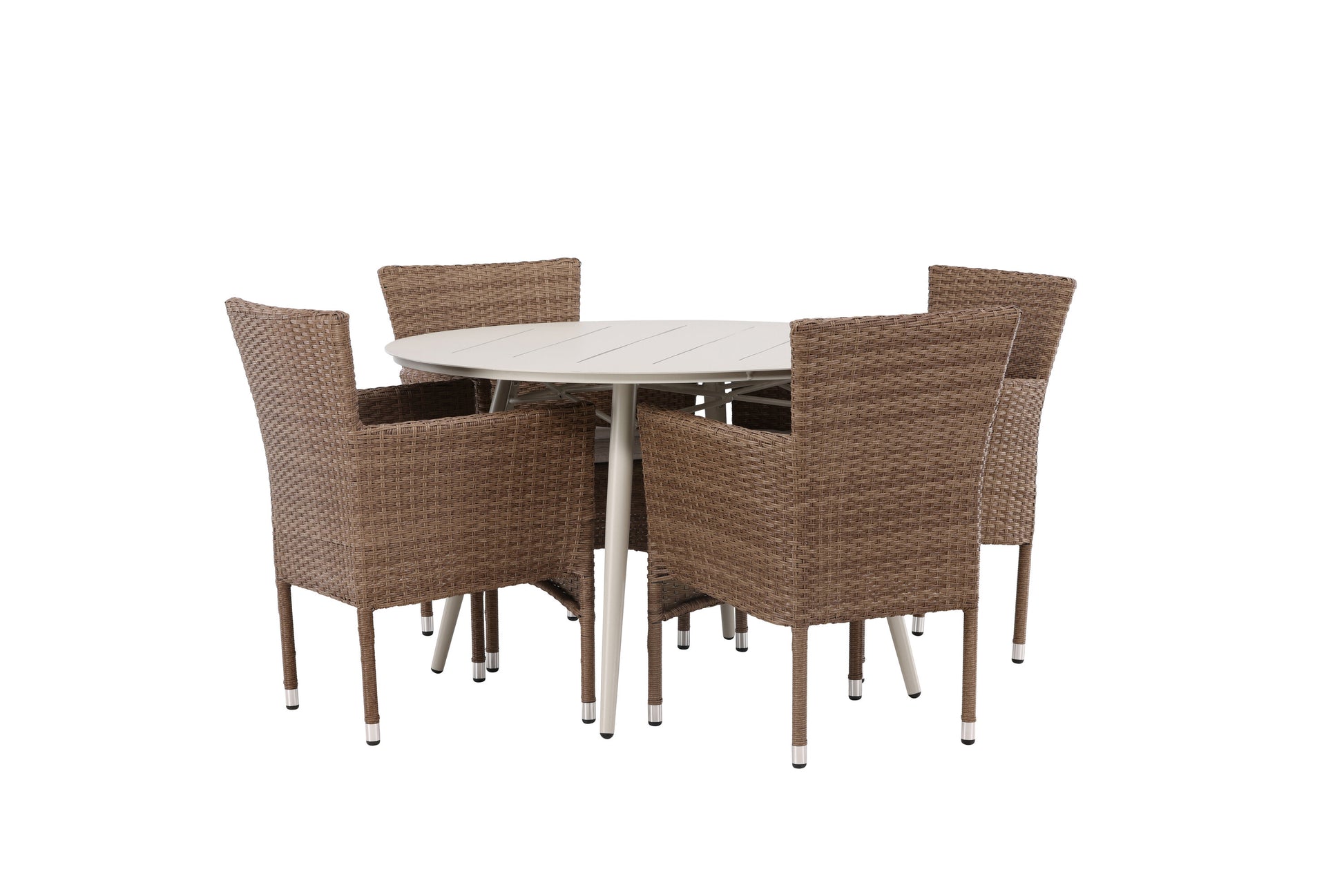 Lina Matbord med Malina Stolarna – Bord: ⌀120 Stol: 60x86,5x58
