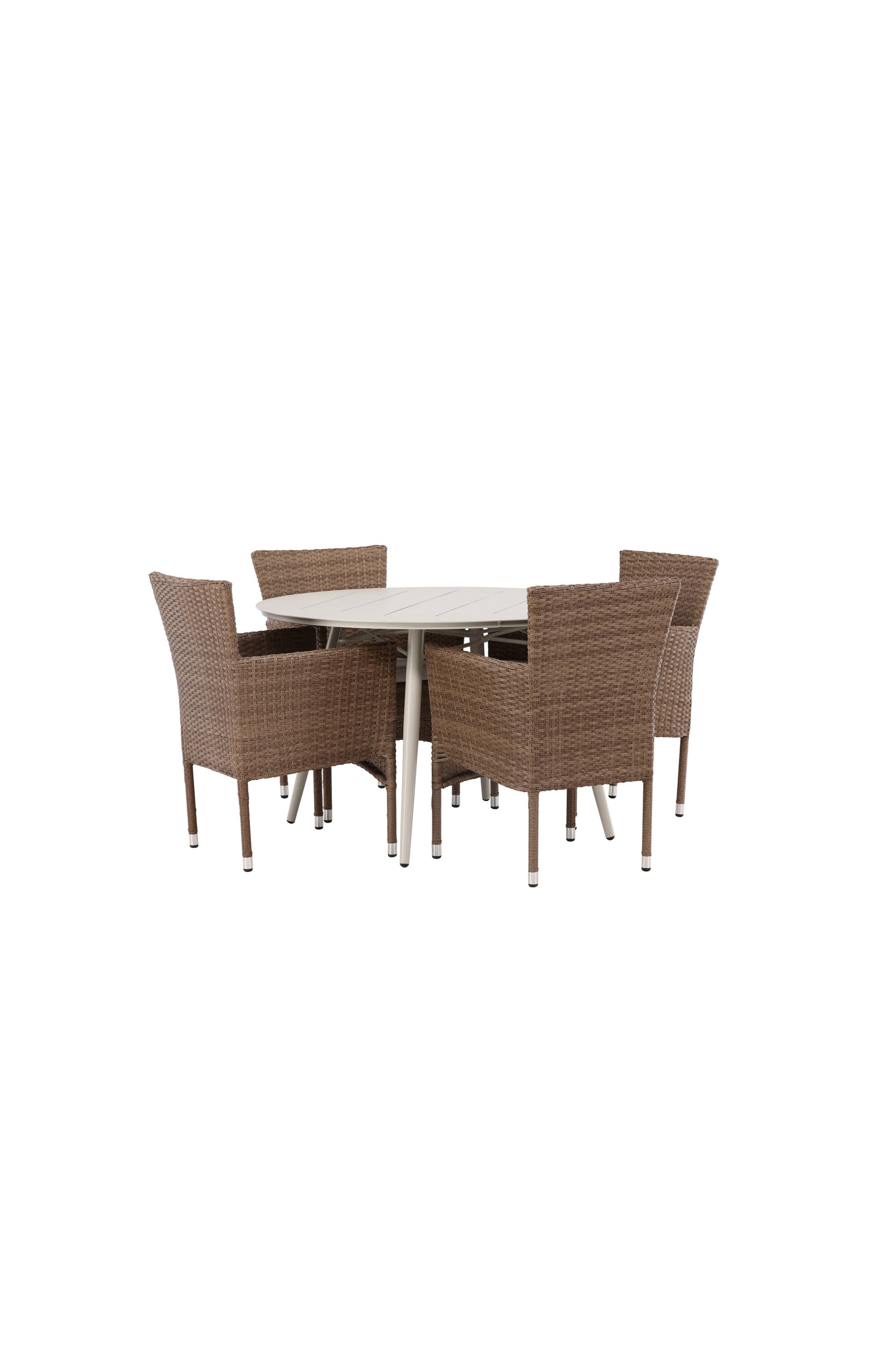 Lina Matbord med Malina Stolarna – Bord: ⌀120 Stol: 60x86,5x58