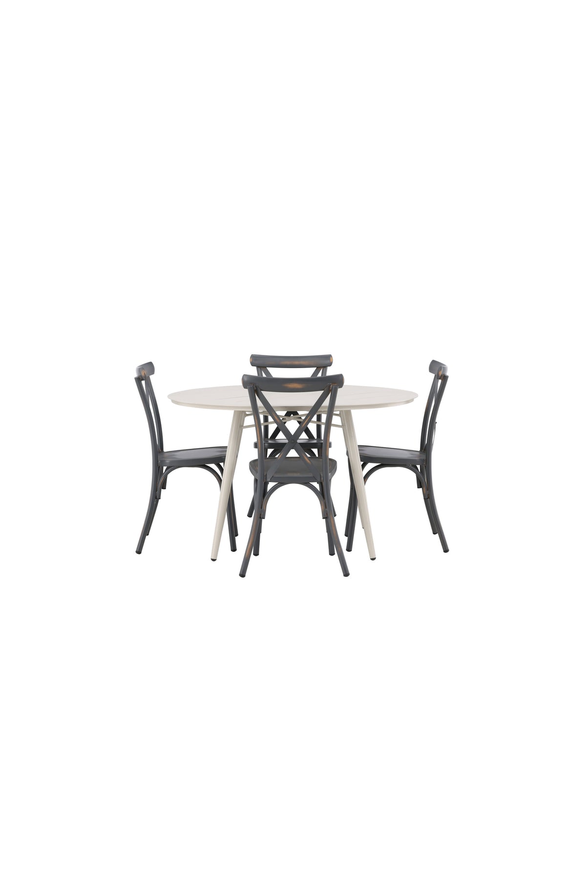Lina Matbord med Tablas Stolarna – Bord: ⌀120 Stol: 48x88x48