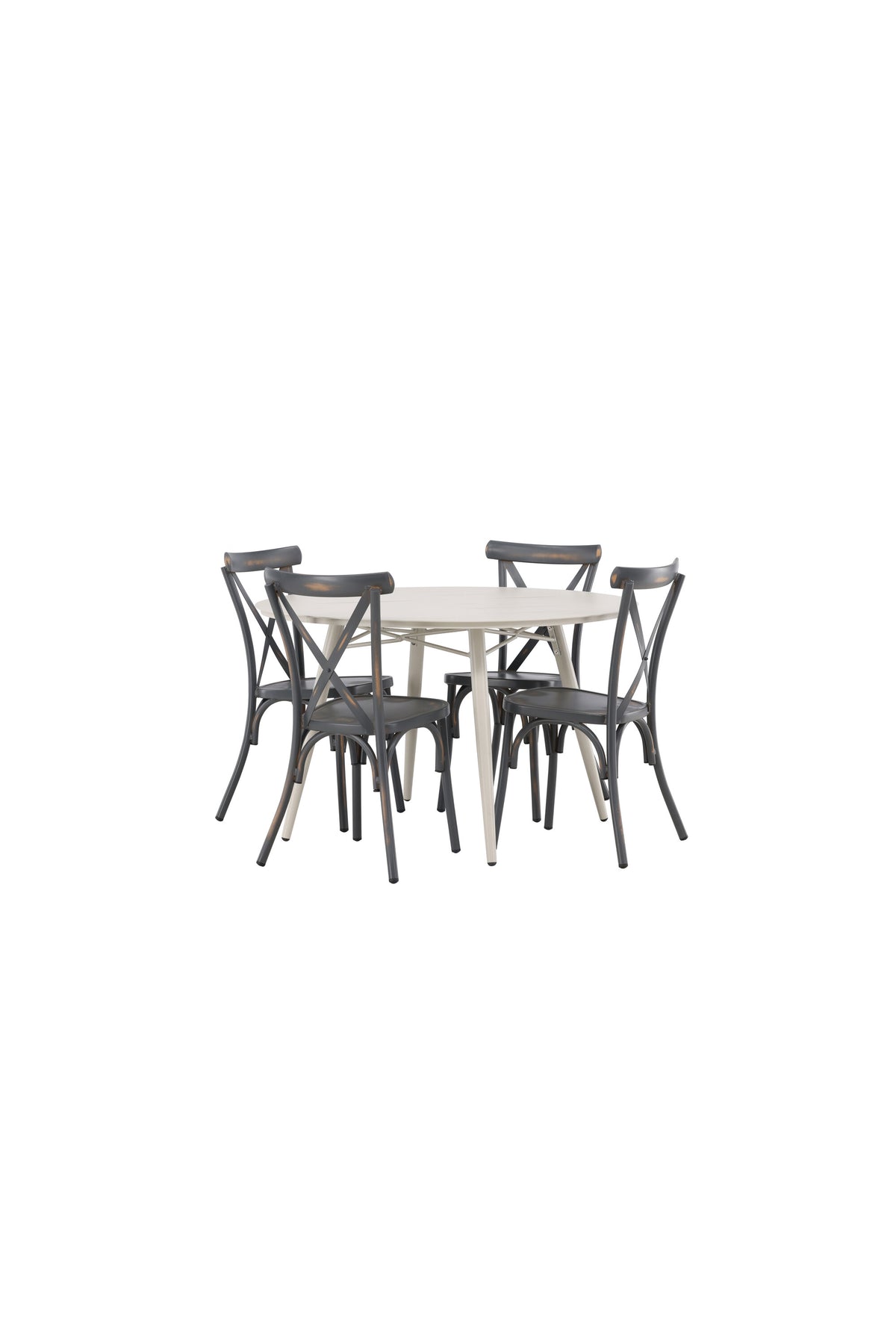 Lina Matbord med Tablas Stolarna – Bord: ⌀120 Stol: 48x88x48
