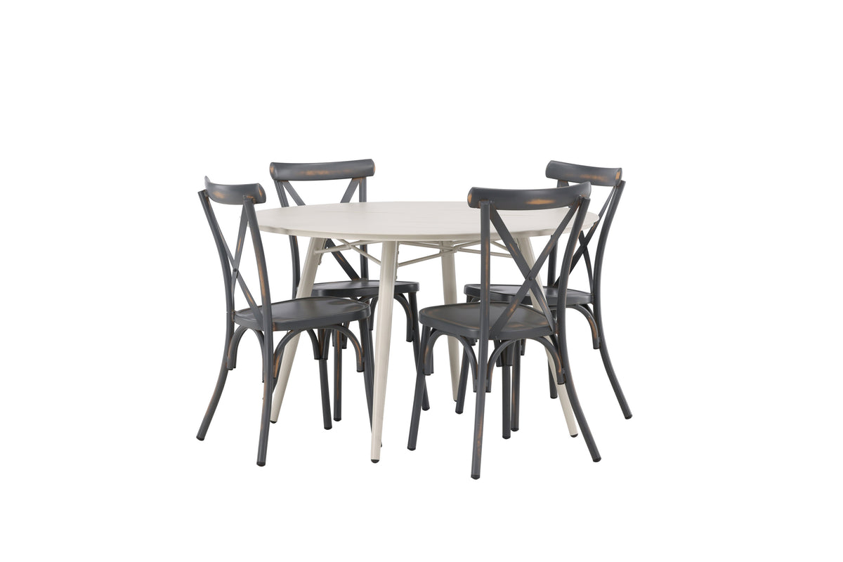 Lina Matbord med Tablas Stolarna – Bord: ⌀120 Stol: 48x88x48