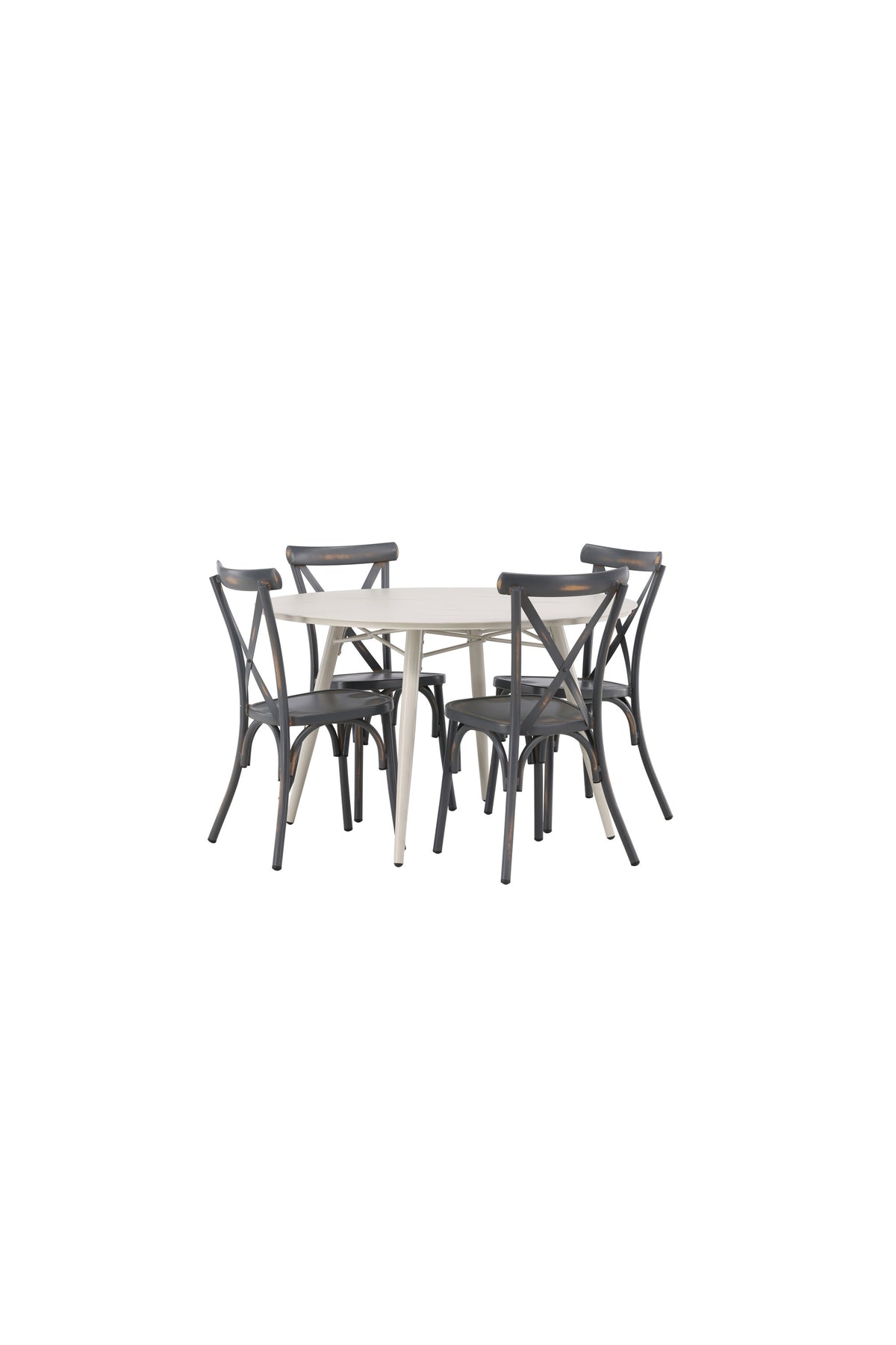 Lina Matbord med Tablas Stolarna – Bord: ⌀120 Stol: 48x88x48