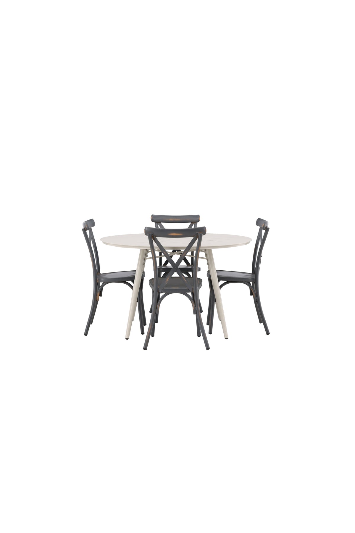Lina Matbord med Tablas Stolarna – Bord: ⌀120 Stol: 48x88x48