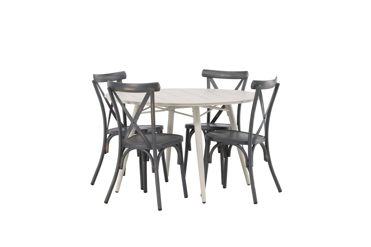 Lina Matbord med Tablas Stolarna – Bord: ⌀120 Stol: 48x88x48