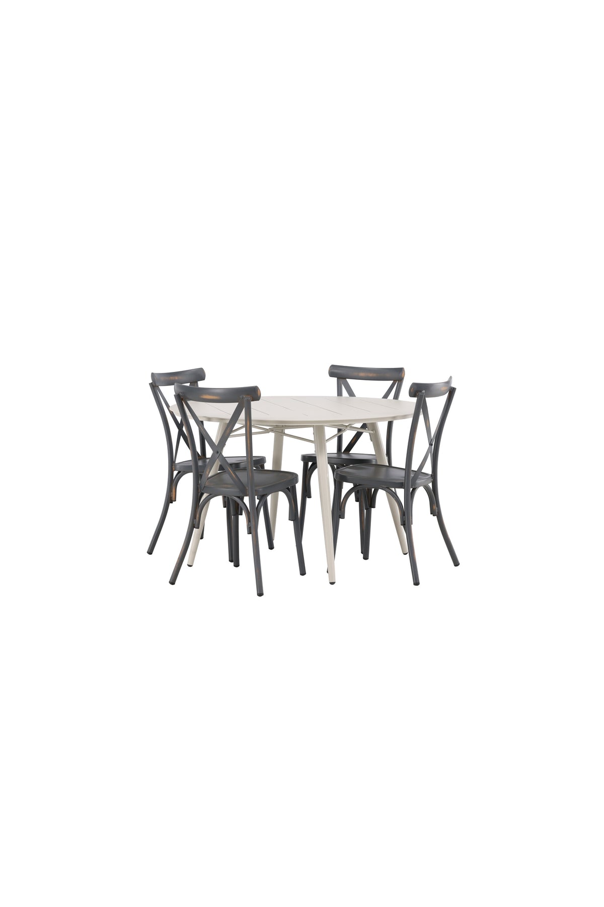 Lina Matbord med Tablas Stolarna – Bord: ⌀120 Stol: 48x88x48