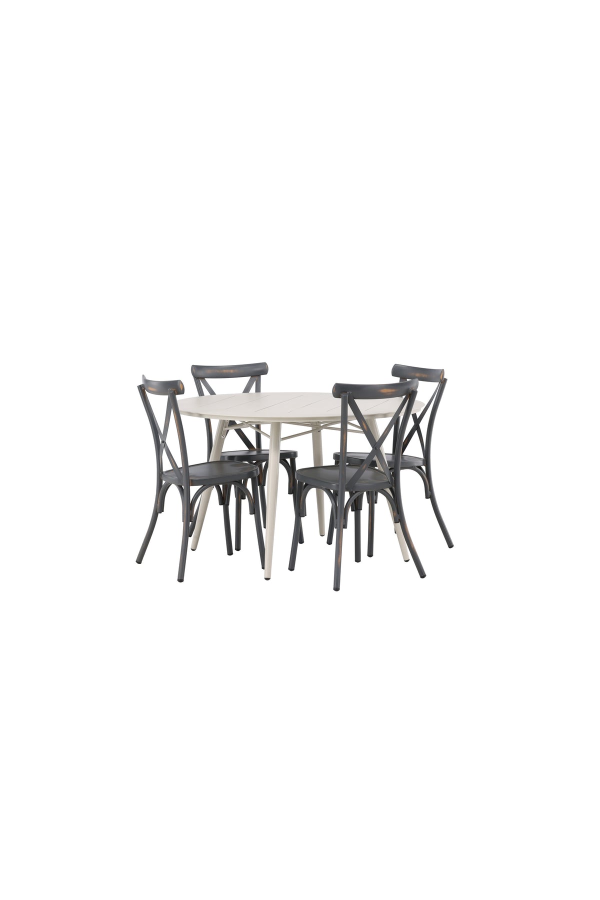 Lina Matbord med Tablas Stolarna – Bord: ⌀120 Stol: 48x88x48