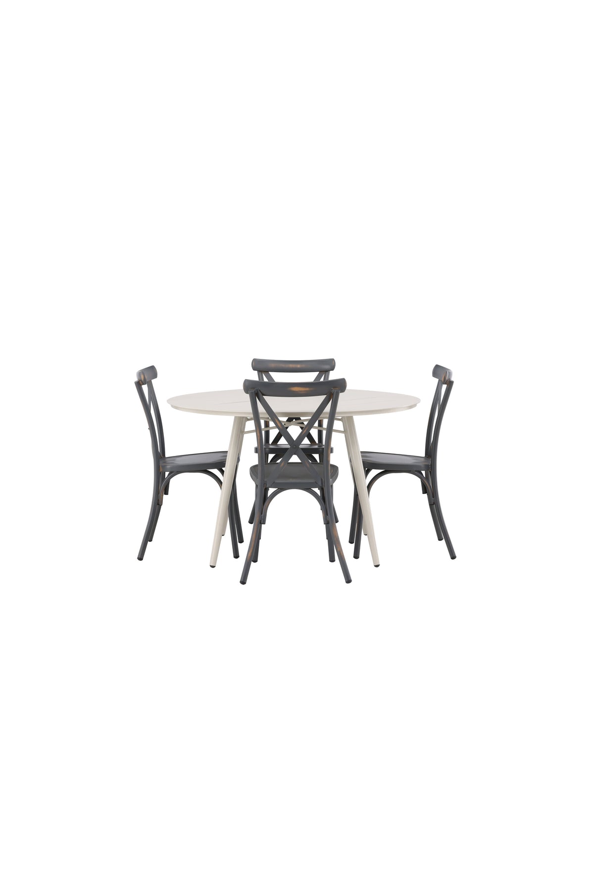 Lina Matbord med Tablas Stolarna – Bord: ⌀120 Stol: 48x88x48